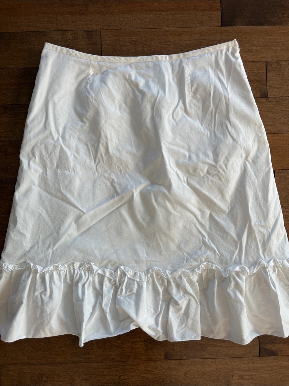 Cotton White Ruffle-Hem Women's Skirt